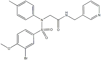 2-{[(3-bromo-4-methoxyphenyl)sulfonyl]-4-methylanilino}-N-(3-pyridinylmethyl)acetamide Structure