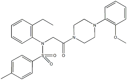 N-(2-ethylphenyl)-N-{2-[4-(2-methoxyphenyl)piperazin-1-yl]-2-oxoethyl}-4-methylbenzenesulfonamide 结构式