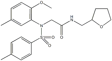 2-{2-methoxy-5-methyl[(4-methylphenyl)sulfonyl]anilino}-N-(tetrahydrofuran-2-ylmethyl)acetamide 化学構造式