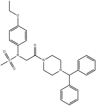 N-[2-(4-benzhydryl-1-piperazinyl)-2-oxoethyl]-N-(4-ethoxyphenyl)methanesulfonamide,501913-05-9,结构式