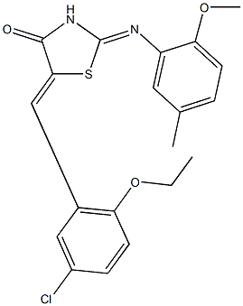 5-(5-chloro-2-ethoxybenzylidene)-2-[(2-methoxy-5-methylphenyl)imino]-1,3-thiazolidin-4-one,501913-43-5,结构式