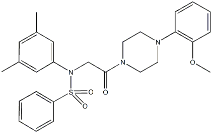 N-(3,5-dimethylphenyl)-N-{2-[4-(2-methoxyphenyl)-1-piperazinyl]-2-oxoethyl}benzenesulfonamide 结构式