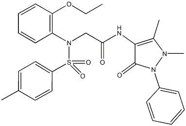 N-(1,5-dimethyl-3-oxo-2-phenyl-2,3-dihydro-1H-pyrazol-4-yl)-2-{2-ethoxy[(4-methylphenyl)sulfonyl]anilino}acetamide 化学構造式