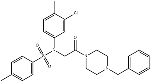 N-[2-(4-benzylpiperazin-1-yl)-2-oxoethyl]-N-(3-chloro-4-methylphenyl)-4-methylbenzenesulfonamide 化学構造式