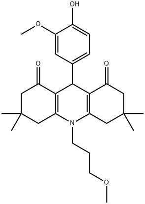 9-(4-hydroxy-3-methoxyphenyl)-10-(3-methoxypropyl)-3,3,6,6-tetramethyl-3,4,6,7,9,10-hexahydro-1,8(2H,5H)-acridinedione,501914-32-5,结构式