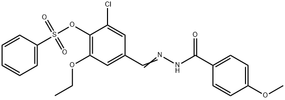 2-chloro-6-ethoxy-4-[2-(4-methoxybenzoyl)carbohydrazonoyl]phenyl benzenesulfonate,501914-85-8,结构式