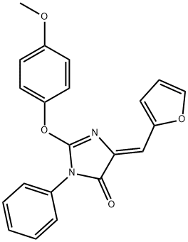 5-(2-furylmethylene)-2-(4-methoxyphenoxy)-3-phenyl-3,5-dihydro-4H-imidazol-4-one 化学構造式