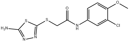 2-[(5-amino-1,3,4-thiadiazol-2-yl)sulfanyl]-N-(3-chloro-4-methoxyphenyl)acetamide 化学構造式