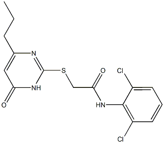 N-(2,6-dichlorophenyl)-2-[(6-oxo-4-propyl-1,6-dihydro-2-pyrimidinyl)sulfanyl]acetamide 化学構造式