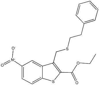 ethyl 5-nitro-3-{[(2-phenylethyl)sulfanyl]methyl}-1-benzothiophene-2-carboxylate 化学構造式