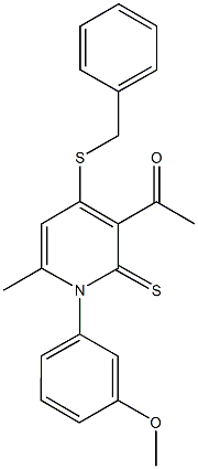 1-[4-(benzylsulfanyl)-1-(3-methoxyphenyl)-6-methyl-2-thioxo-1,2-dihydro-3-pyridinyl]ethanone 结构式
