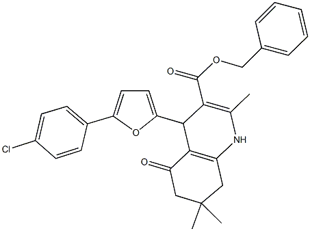 benzyl 4-[5-(4-chlorophenyl)-2-furyl]-2,7,7-trimethyl-5-oxo-1,4,5,6,7,8-hexahydro-3-quinolinecarboxylate Struktur