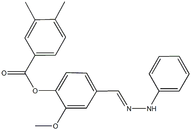 2-methoxy-4-(2-phenylcarbohydrazonoyl)phenyl 3,4-dimethylbenzoate 化学構造式