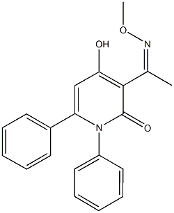 4-hydroxy-3-(N-methoxyethanimidoyl)-1,6-diphenyl-2(1H)-pyridinone 化学構造式