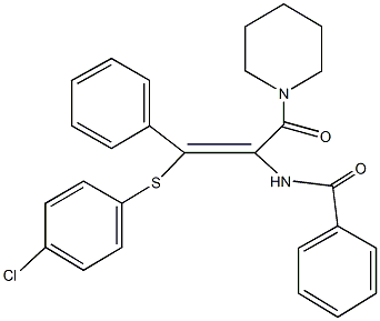 N-[2-[(4-chlorophenyl)sulfanyl]-2-phenyl-1-(1-piperidinylcarbonyl)vinyl]benzamide Structure