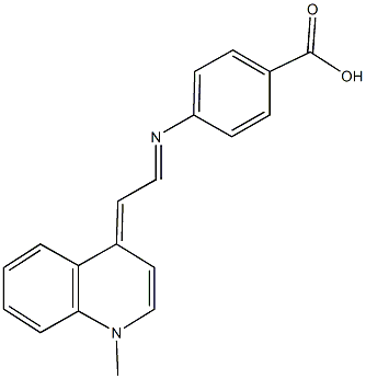 4-{[2-(1-methyl-4(1H)-quinolinylidene)ethylidene]amino}benzoic acid Struktur