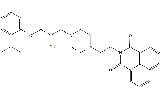 2-(2-{4-[2-hydroxy-3-(2-isopropyl-5-methylphenoxy)propyl]piperazin-1-yl}ethyl)-1H-benzo[de]isoquinoline-1,3(2H)-dione 结构式