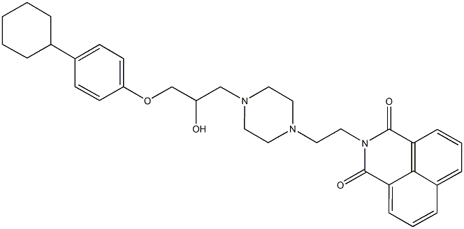 2-[2-(4-{3-[(4-cyclohexylphenyl)oxy]-2-hydroxypropyl}piperazin-1-yl)ethyl]-1H-benzo[de]isoquinoline-1,3(2H)-dione 结构式