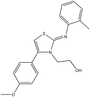 2-(4-(4-methoxyphenyl)-2-[(2-methylphenyl)imino]-1,3-thiazol-3(2H)-yl)ethanol 结构式