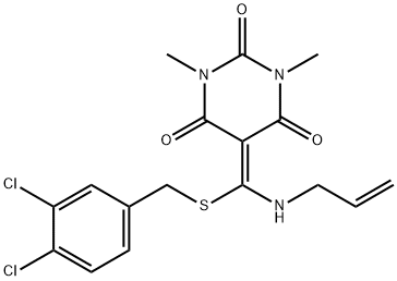 5-{(allylamino)[(3,4-dichlorobenzyl)sulfanyl]methylene}-1,3-dimethyl-2,4,6(1H,3H,5H)-pyrimidinetrione 结构式