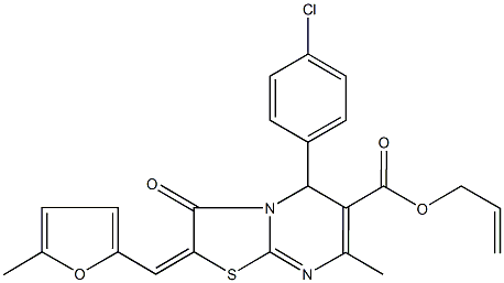 allyl 5-(4-chlorophenyl)-7-methyl-2-[(5-methyl-2-furyl)methylene]-3-oxo-2,3-dihydro-5H-[1,3]thiazolo[3,2-a]pyrimidine-6-carboxylate Structure