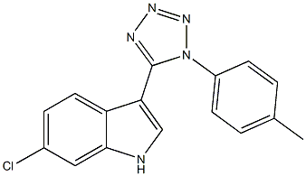 6-chloro-3-[1-(4-methylphenyl)-1H-tetraazol-5-yl]-1H-indole 化学構造式