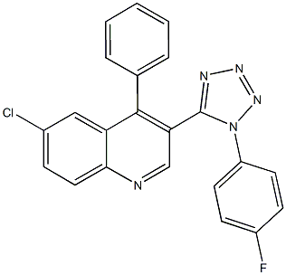 6-chloro-3-[1-(4-fluorophenyl)-1H-tetraazol-5-yl]-4-phenylquinoline 结构式