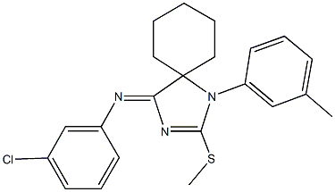 N-(3-chlorophenyl)-N-[1-(3-methylphenyl)-2-(methylsulfanyl)-1,3-diazaspiro[4.5]dec-2-en-4-ylidene]amine Structure