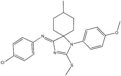 N-(4-chlorophenyl)-N-[1-(4-methoxyphenyl)-8-methyl-2-(methylsulfanyl)-1,3-diazaspiro[4.5]dec-2-en-4-ylidene]amine Structure