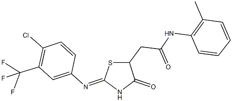 2-(2-{[4-chloro-3-(trifluoromethyl)phenyl]imino}-4-oxo-1,3-thiazolidin-5-yl)-N-(2-methylphenyl)acetamide,503561-97-5,结构式