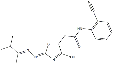 N-(2-cyanophenyl)-2-{2-[(1,2-dimethylpropylidene)hydrazono]-4-hydroxy-2,5-dihydro-1,3-thiazol-5-yl}acetamide Structure