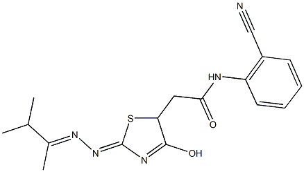 N-(2-cyanophenyl)-2-{2-[(1,2-dimethylpropylidene)hydrazono]-4-hydroxy-2,5-dihydro-1,3-thiazol-5-yl}acetamide 结构式