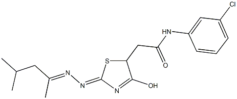 N-(3-chlorophenyl)-2-{2-[(1,3-dimethylbutylidene)hydrazono]-4-hydroxy-2,5-dihydro-1,3-thiazol-5-yl}acetamide 结构式