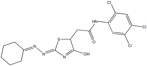 2-[2-(cyclohexylidenehydrazono)-4-hydroxy-2,5-dihydro-1,3-thiazol-5-yl]-N-(2,4,5-trichlorophenyl)acetamide Structure