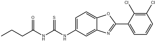 N-butyryl-N'-[2-(2,3-dichlorophenyl)-1,3-benzoxazol-5-yl]thiourea 化学構造式