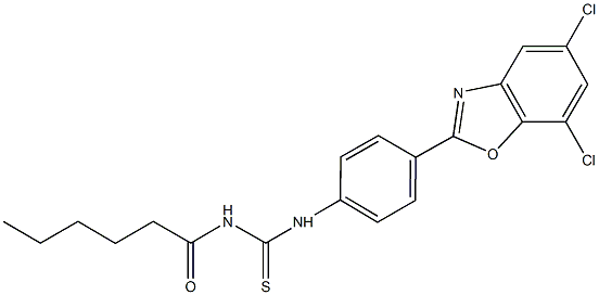 N-[4-(5,7-dichloro-1,3-benzoxazol-2-yl)phenyl]-N'-hexanoylthiourea Structure