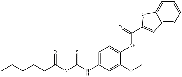 N-(4-{[(hexanoylamino)carbothioyl]amino}-2-methoxyphenyl)-1-benzofuran-2-carboxamide Structure