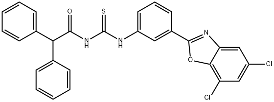 N-[3-(5,7-dichloro-1,3-benzoxazol-2-yl)phenyl]-N'-(diphenylacetyl)thiourea 结构式