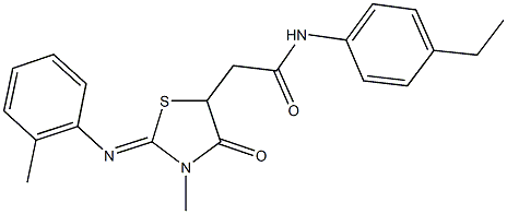 N-(4-ethylphenyl)-2-{3-methyl-2-[(2-methylphenyl)imino]-4-oxo-1,3-thiazolidin-5-yl}acetamide Struktur