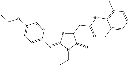 N-(2,6-dimethylphenyl)-2-{2-[(4-ethoxyphenyl)imino]-3-ethyl-4-oxo-1,3-thiazolidin-5-yl}acetamide Struktur