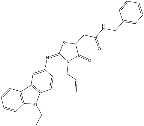 2-{3-allyl-2-[(9-ethyl-9H-carbazol-3-yl)imino]-4-oxo-1,3-thiazolidin-5-yl}-N-benzylacetamide Structure