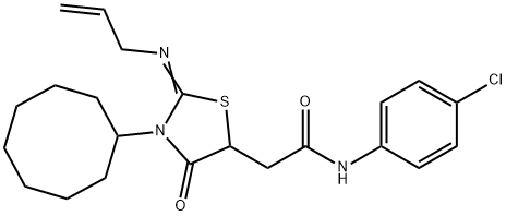 503563-41-5 2-[2-(allylimino)-3-cyclooctyl-4-oxo-1,3-thiazolidin-5-yl]-N-(4-chlorophenyl)acetamide