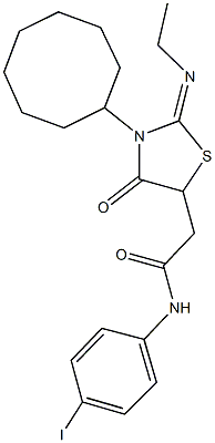 503563-44-8 2-[3-cyclooctyl-2-(ethylimino)-4-oxo-1,3-thiazolidin-5-yl]-N-(4-iodophenyl)acetamide