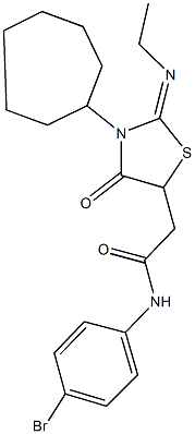 N-(4-bromophenyl)-2-[3-cycloheptyl-2-(ethylimino)-4-oxo-1,3-thiazolidin-5-yl]acetamide Structure