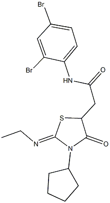 2-[3-cyclopentyl-2-(ethylimino)-4-oxo-1,3-thiazolidin-5-yl]-N-(2,4-dibromophenyl)acetamide,503563-48-2,结构式