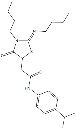 2-[3-butyl-2-(butylimino)-4-oxo-1,3-thiazolidin-5-yl]-N-(4-isopropylphenyl)acetamide Struktur