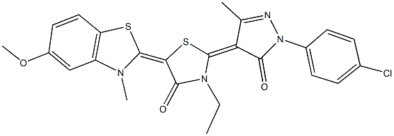 503564-39-4 2-[1-(4-chlorophenyl)-3-methyl-5-oxo-1,5-dihydro-4H-pyrazol-4-ylidene]-3-ethyl-5-(5-methoxy-3-methyl-1,3-benzothiazol-2(3H)-ylidene)-1,3-thiazolidin-4-one