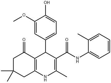 4-[4-hydroxy-3-(methyloxy)phenyl]-2,7,7-trimethyl-N-(2-methylphenyl)-5-oxo-1,4,5,6,7,8-hexahydroquinoline-3-carboxamide,503843-63-8,结构式