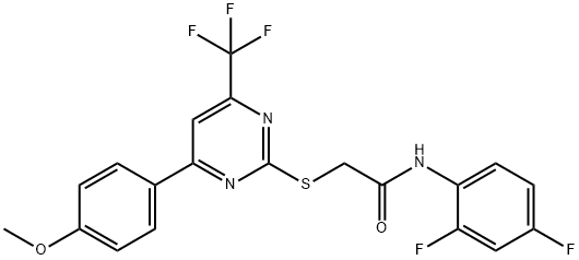 N-(2,4-difluorophenyl)-2-{[4-(4-methoxyphenyl)-6-(trifluoromethyl)-2-pyrimidinyl]sulfanyl}acetamide|