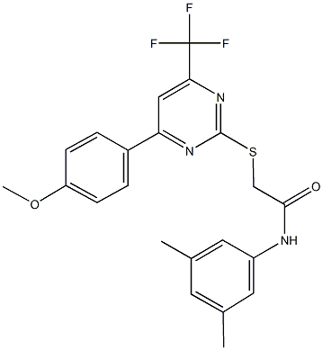 N-(3,5-dimethylphenyl)-2-{[4-(4-methoxyphenyl)-6-(trifluoromethyl)-2-pyrimidinyl]sulfanyl}acetamide Structure